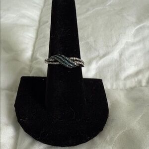 Zales Sterling Silver and Blue colored diamonds Twisted Women's Ring